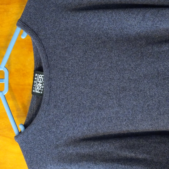 Eileen Fisher 100% Cotton Marled Black & Purple Dolman Sleeve Sweater *MED* - Picture 2 of 8